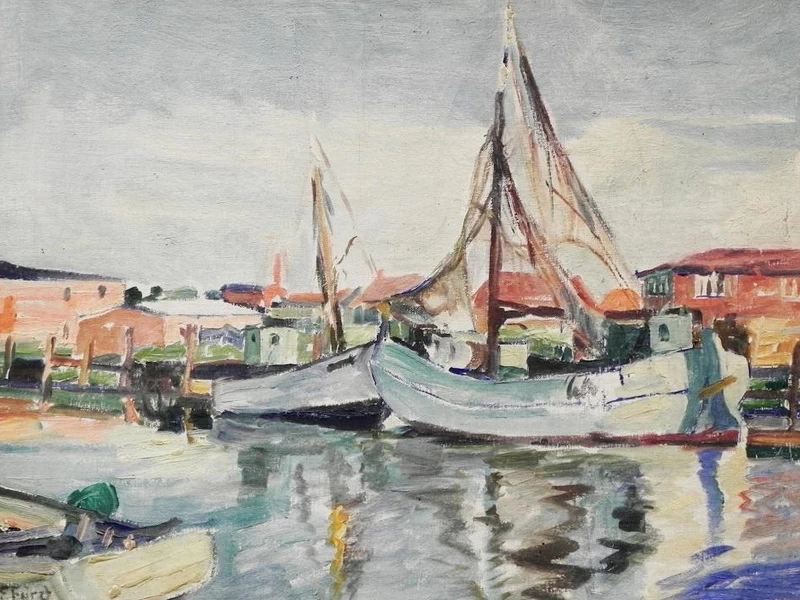 1874-Edmund Fürst - Barche nel porto